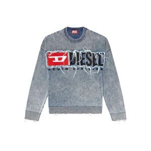 DIESEL Men's Distressed Logo Crewneck Sweater Men DENIM Sweaters & Cardigans